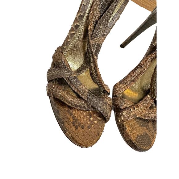 Burberry‎ plisse lea sandal heel python brown size 38.5 - Picture 8 of 9